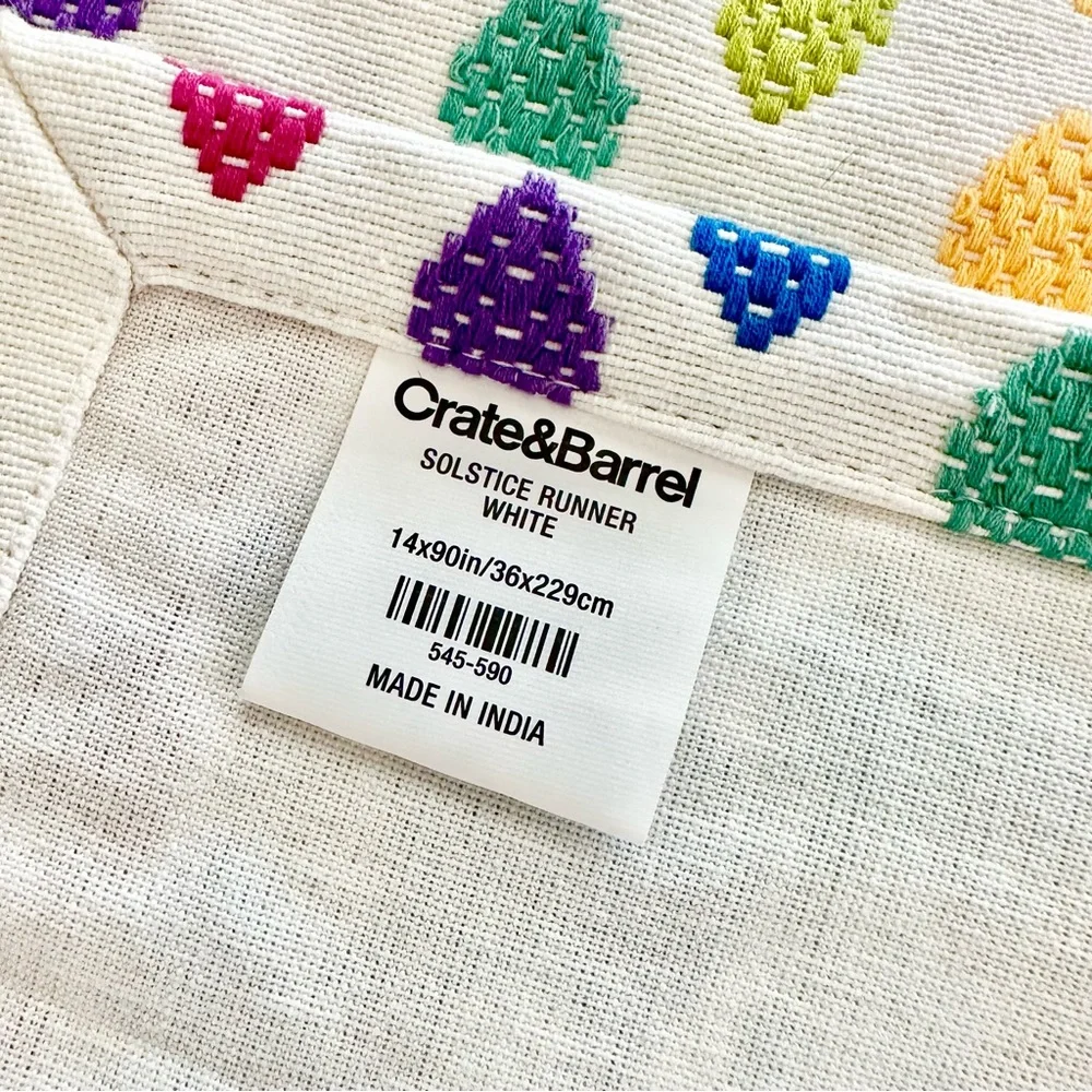 Crate&Barrel rainbow colorful Centerpiece on Multicolor Runner